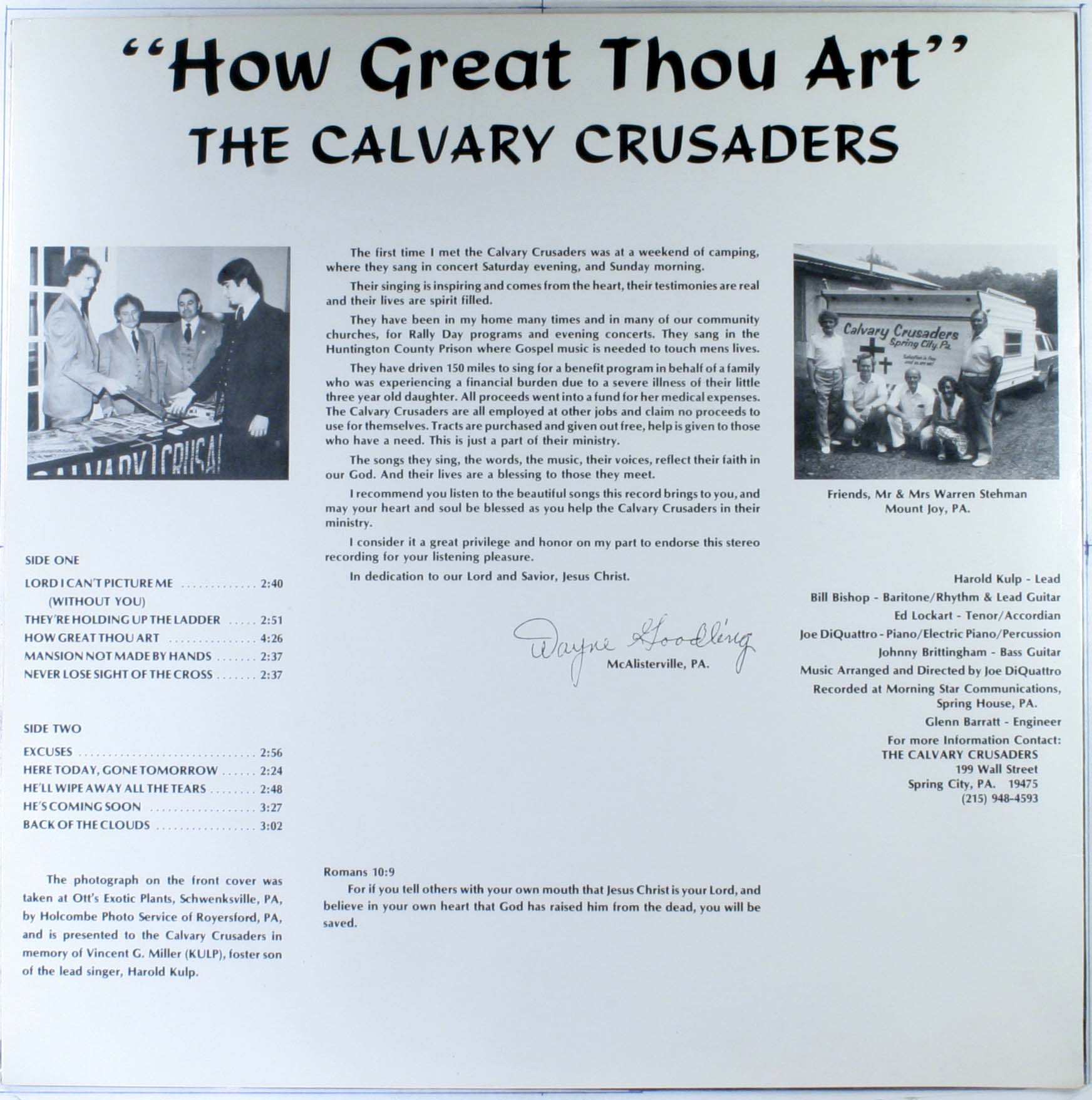 The Calvary Crusaders How Great Thou Art LP USA Custom M /VG 